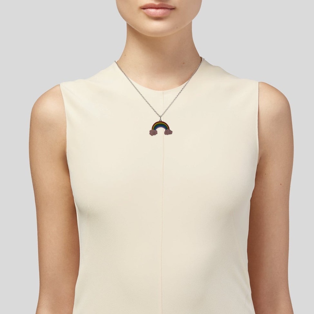 Gucci Full Inclusion Enamel Rainbow Ghost Pendant Necklace With Gift Bag & Box - Picture 3 of 16